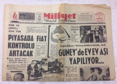 Milliyet Gazetesi 17 Ağustos 1970 - Sağlık BakanıKolera Tehlikesi Büyük Dedi - GZ15657 - 1