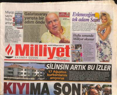 Milliyet Gazetesi 17 Ağustos 2013 - Burcu Esmersoy Evleneceğim Tek Adam Sami - 17 Ağustos Kurbanlarını Anıyoruz GZ106085 - 1