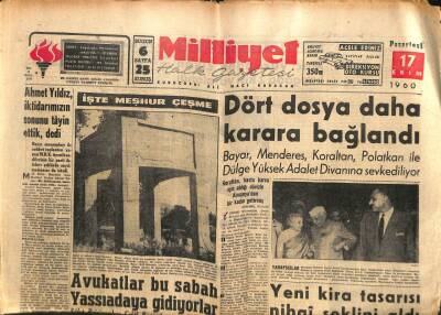 Milliyet Gazetesi - 17 Ekim 1960 - Bayar, Menderes, Koraltan, Polatkan İle Dülge Yüksek Adalet Divanına Sevkediliyor GZ110884 - 1