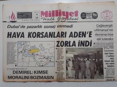 Milliyet Gazetesi - 17 Ekim 1977 - Hava Korsanları Adene Zorla İndi GZ112278 - 1