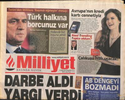 Milliyet Gazetesi 17 Ekim 2013 - Terimden Millilere Başınızı Eğmeyin Mesajı - Brad Pittin Dublörü Yaralandı GZ124696 - 1