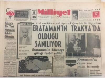 Milliyet Gazetesi 17 Eylül 1963 - Eratamanın Trakyada Olduğu Sanılıyor GZ52358 - 1