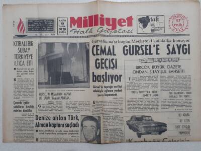 Milliyet Gazetesi - 17 Eylül 1966 - Karaboğa Çetesinin Reisi Ele Geçirildi, Cemal Gürsele Saygı Geçişi Başlıyor GZ112242 - 1