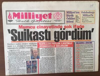 Milliyet Gazetesi 17 Eylül 1993 - Uğur Mumcu Cinayetinde Şok Tanık İfadesi GZ6711 - 2