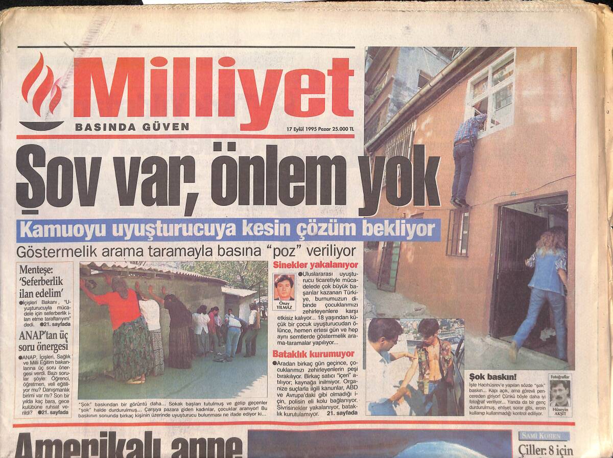 Milliyet Gazetesi 17 Eylül 1995 - Söz Tomris Hanım'da - ANAP'tan Üç Soru Önergesi - Samsun'a Denizli Şoku GZ132808 - 1