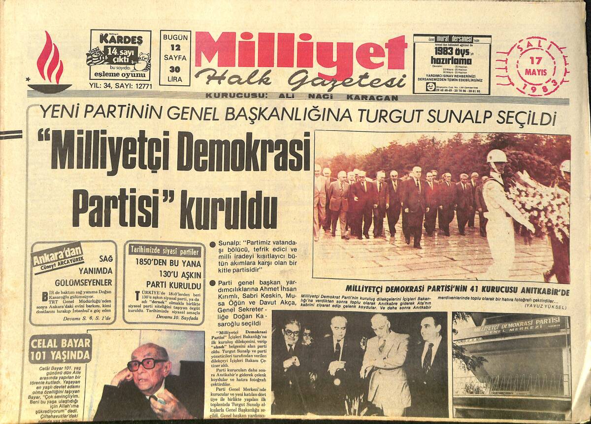 Milliyet Gazetesi 17 Mayıs 1983 - Galatasaray Kaptanı Fatih Terim Juventus Bile Gelse Beni Galatasaray'dan Koparamaz Dedi GZ2585 - 1
