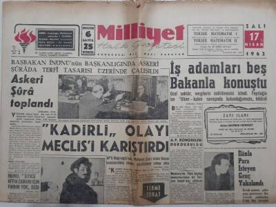 Milliyet Gazetesi - 17 Nisan 1962 - Kadirli Olayı Meclisi Karıştırdı GZ112216 - 1