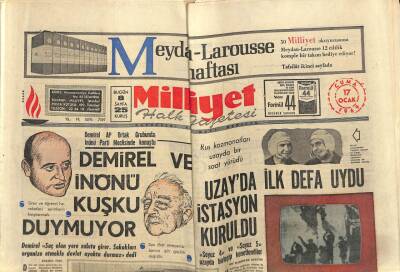 Milliyet Gazetesi 17 Ocak 1969 - Uzayda İlk Defa Uydu İstasyon Kuruldu GZ58890 - 1