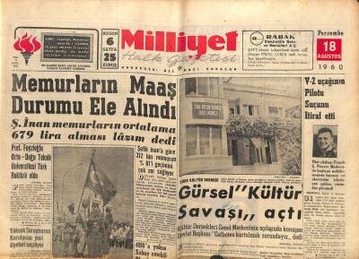 Milliyet Gazetesi - 18 Ağustos 1960 - Memurların Maaş Durumu Ele Alındı GZ110926 - 1
