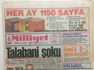 Milliyet Gazetesi 18 Aralık 1993 - Celal Talabani Şoku GZ32966 - 1