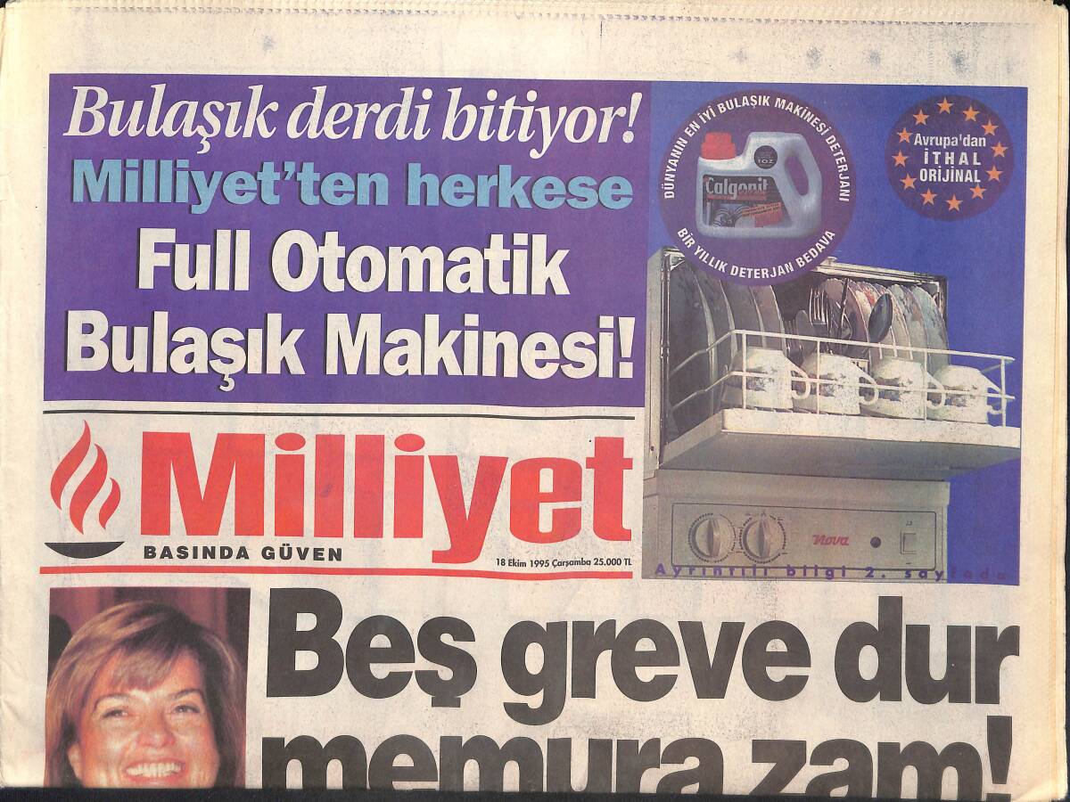 Milliyet Gazetesi 18 Ekim 1995 - Venison'dan İndirim - Daum'dan İtiraf - Cindoruk Otobüse GZ132612 - 1