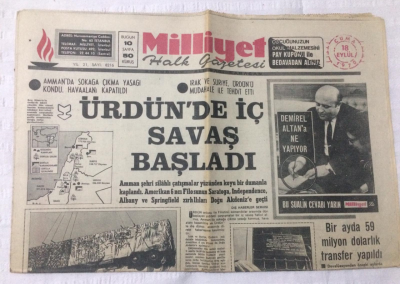 Milliyet Gazetesi 18 Eylül 1970 - Ürdünde İç Savaş Başladı - GZ15864 - 2