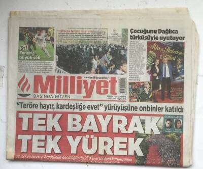 Milliyet Gazetesi 18 Eylül 2015 - Tek Bayrak Tek Yürek GZ5957 - 2