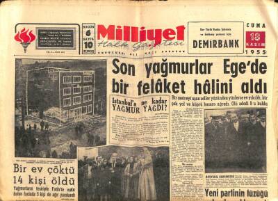 Milliyet Gazetesi 18 Kasım 1955 - Son Yağmurlar Egede Bir Felaket Halini Aldı GZ59689 - 1