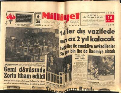 Milliyet Gazetesi 18 Kasım 1960 - Gemi Davasında Zorlu İtham Edildi GZ59807 - 1