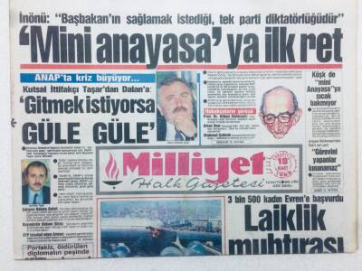 Milliyet Gazetesi - 18 Mart 1989 - Mini Anayasaya İlk Ret GZ46014 - 2