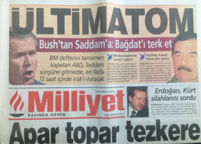 Milliyet Gazetesi 18 Mart 2003 - Bushtan SaddamaBağdatı Terk Et - GZ12707 - 2