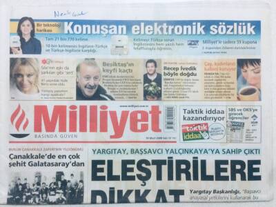 Milliyet Gazetesi 18 Mart 2008 - Yargıtay Başsavcı Yalçınkayaya Sahip Çıktı GZ43033 - 1