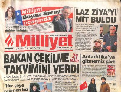 Milliyet Gazetesi 18 Mart 2013 - Laz Ziyayı MİT Buldu GZ104967 - 1