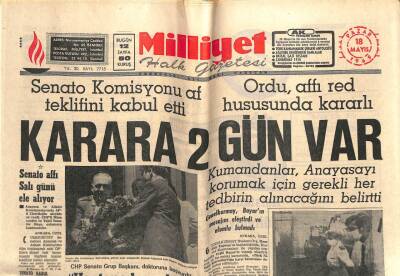 Milliyet Gazetesi 18 Mayıs 1969 - Ordu Affı Red Hususunda Kararlı Karara 2 Gün Var GZ59801 - 1