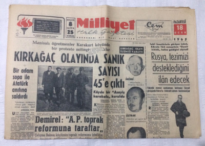 Milliyet Gazetesi 18 Ocak 1965 - Kırkağaç Olayında Sanık Sayısı 45e Çıktı - GZ17102 - 2