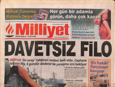 Milliyet Gazetesi 18 Ocak 2003 -Sezer , Yine Süpriz Yaptı , Erdoğana İkinci Veto - Harry Potter V , Çıkmadan Yok Sattı GZ96863 - 1