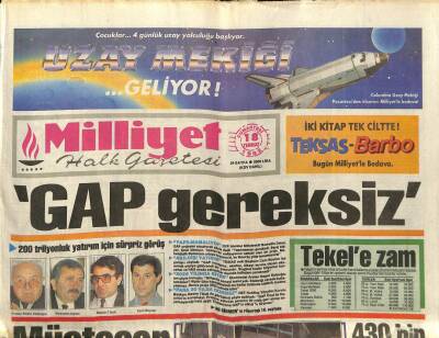 Milliyet Gazetesi 18 Temmuz 1988 - GAP Gereksiz GZ89118 - 1
