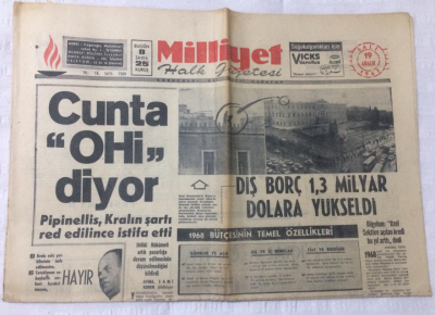 Milliyet Gazetesi 19 Aralık 1967 - Cunta Ohi Diyor - GZ15904 - 2