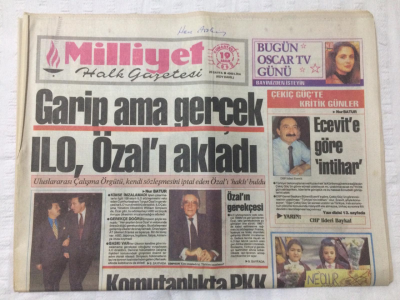 Milliyet Gazetesi 19 Aralık 1992 - Garip Ama Gerçek ILO Özalı Akladı - GZ15736 - 2