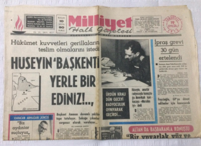 Milliyet Gazetesi 19 Eylül 1970 - Hükumet Kuvvetleri Gerillaların Teslim Olmalarını İstedi - GZ15865 - 2