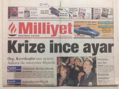 Milliyet Gazetesi 19 Mart 1999 - Org,Kıvrıkoğlunun Uyarısı Ankarada Tansiyonu Düşürdü GZ27374 - 1