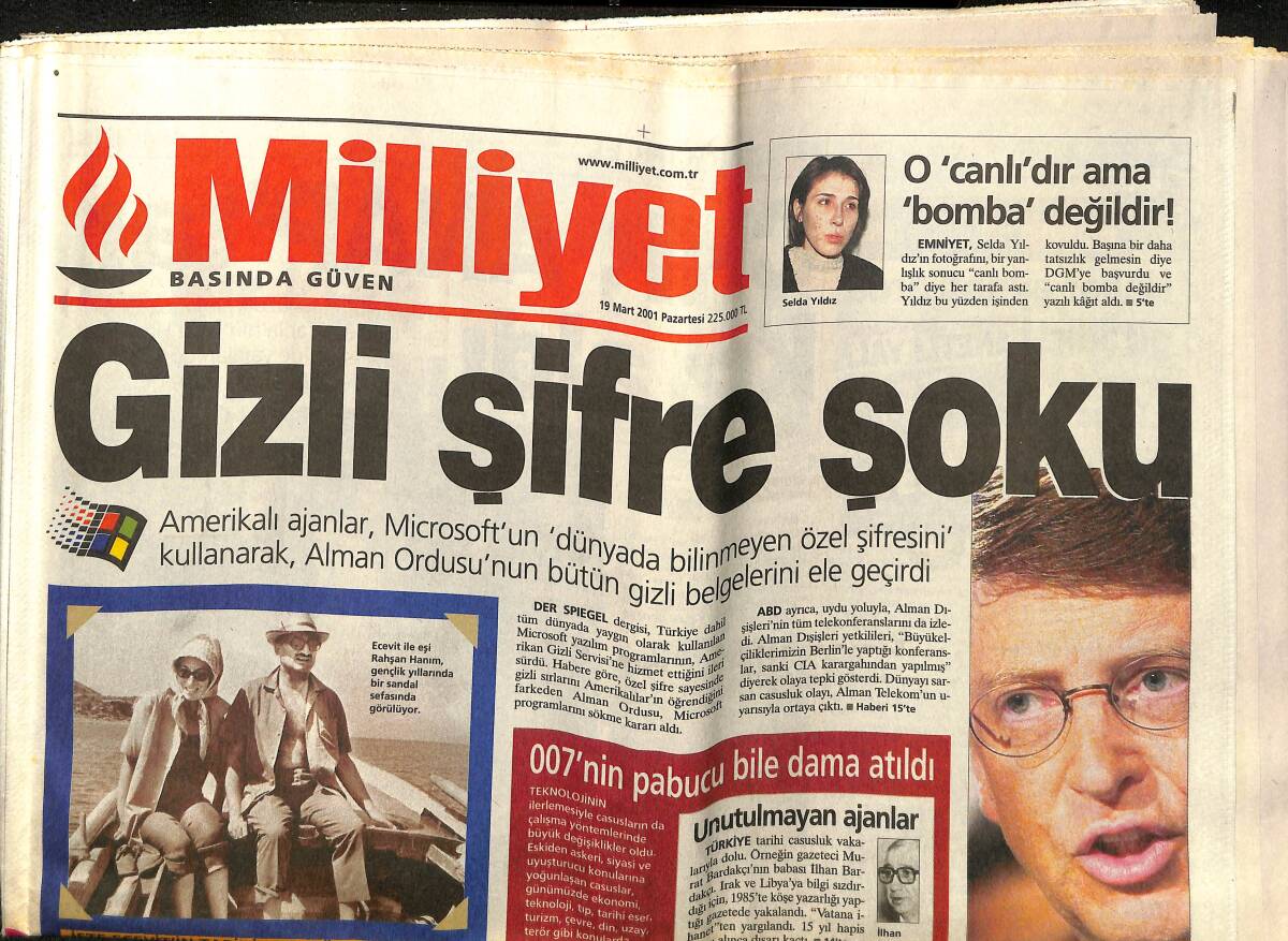 Milliyet Gazetesi 19 Mart 2001 - 007'nin Pabucu Bile Dama Atıldı - Demirel de Kim Oluyor ? GZ157321 - 1
