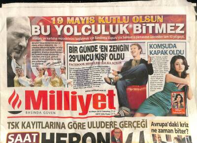 Milliyet Gazetesi 19 Mayıs 2012 - Facebook Hisseleri Halka Açıldı - TSK Kayıtlarına Göre Uludere Gerçeği GZ115802 - 1