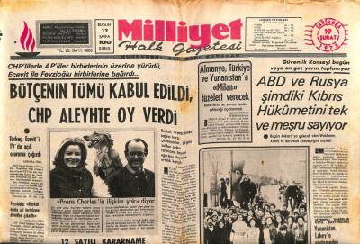 Milliyet Gazetesi 19 Şubat 1975 - ABD Ve Rusya Şimdiki Kıbrıs Hükümetini Tek Ve Meşru Sayıyor GZ103548 - 2