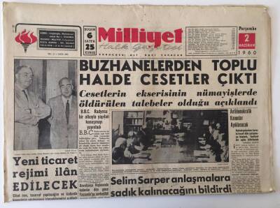 Milliyet Gazetesi 2 Haziran 1960 - Buzhanelerden Toplu Halde Cesetler Çıktı GZ13928 - 1