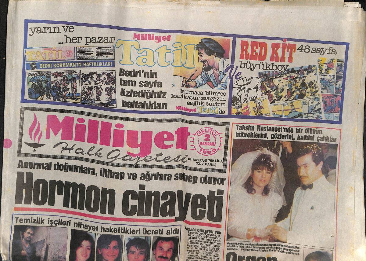 Milliyet Gazetesi 2 Haziran 1990 - Derya Arbaş, Fatma Girik'in Himayesinde - Bin Türk Satıldı GZ152328 - 1