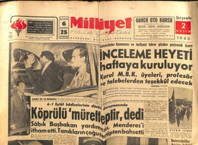 Milliyet Gazetesi 2 Kasım 1960 - Sabık Başbakan Yardımcısı Menderesi İtham Etti Tanıkların Çoğu Tertipten Bahsetti GZ59824 - 1