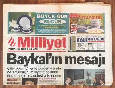 Milliyet Gazetesi 2 Mart 1998 - Baykal ın Mesajı GZ1802 - 2