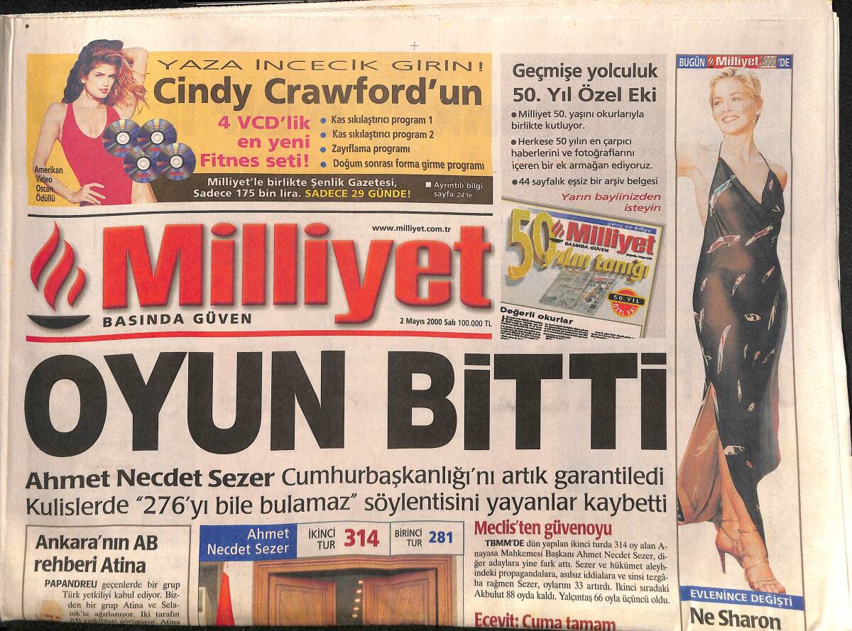 Milliyet Gazetesi 2 Mayıs 2000 - Emre Belezoğlu İçin Af Çağrısı - Ulusoy İle Yıldırım Bir Araya Geldi GZ157428 - 1