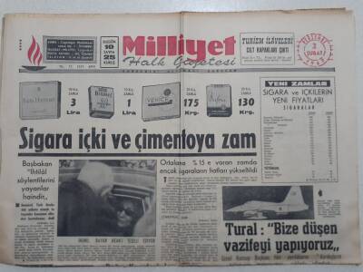 Milliyet Gazetesi - 2 Şubat 1967 - Sigara İçki Ve Çimentoya Zam GZ112129 - 1