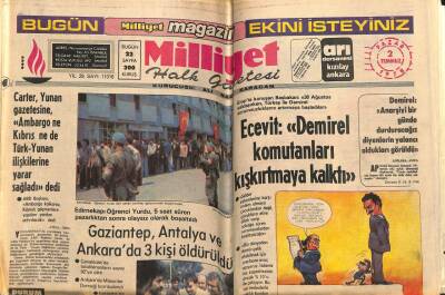 Milliyet Gazetesi 2 Temmuz 1978 - Gaziantep Antalya Ve Ankarada 3 Kişi Öldürüldü GZ58896 - 1