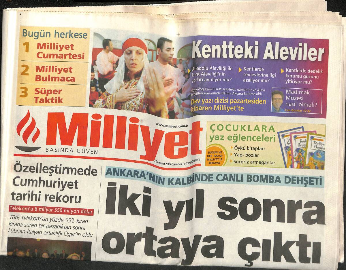 Milliyet Gazetesi 2 Temmuz 2005 - Ankara'nın Kalbinde Canlı Bomba Dehşeti - Kentteki Aleviler GZ157499 - 1