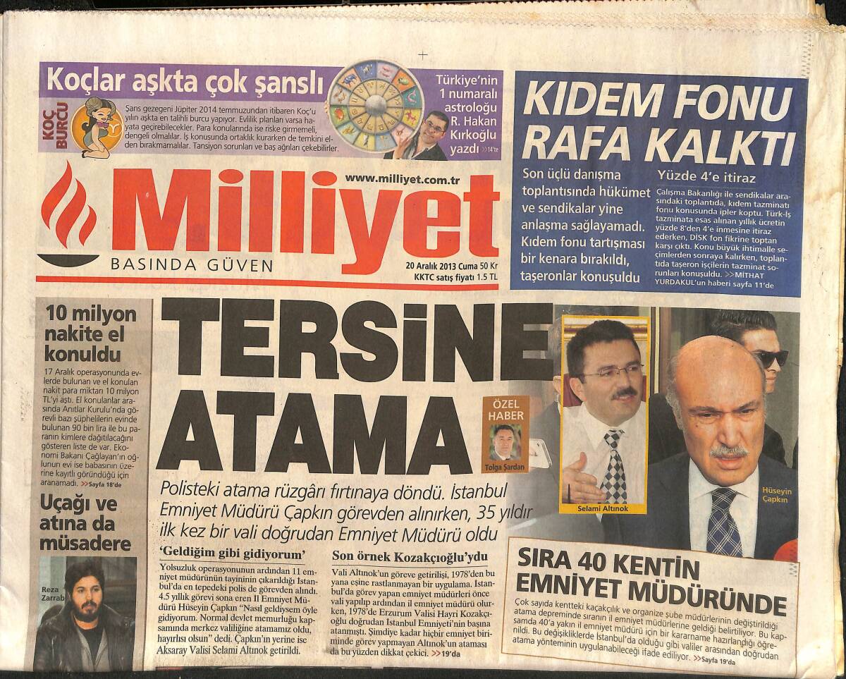 Milliyet Gazetesi 20 Aralık 2013 - Kıdem Fonu Rafa Kalktı - Mezuniyette Süre Sınırlaması Olsun! GZ136929 - 1