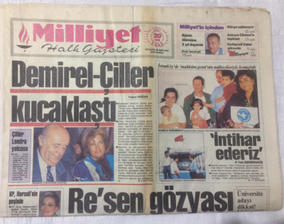 Milliyet Gazetesi 20 Ekim 1992 - Demirel- Çiller Kucaklaştı - GZ15940 - 2