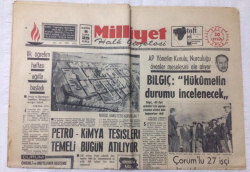 Milliyet Gazetesi 20 Eylül 1966 - Petro Kimya Tesisleri Temeli Bugün Atılıyor - GZ17106 - 1