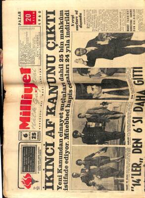 Milliyet Gazetesi 20 Kasım 1960 - 14lerden 6sı Daha Gitti GZ59805 - 1