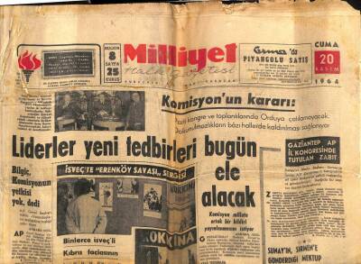 Milliyet Gazetesi 20 Kasım 1964 - İsveçte Kıbrıs Erenköy Savaşı Sergisi GZ59440 - 1