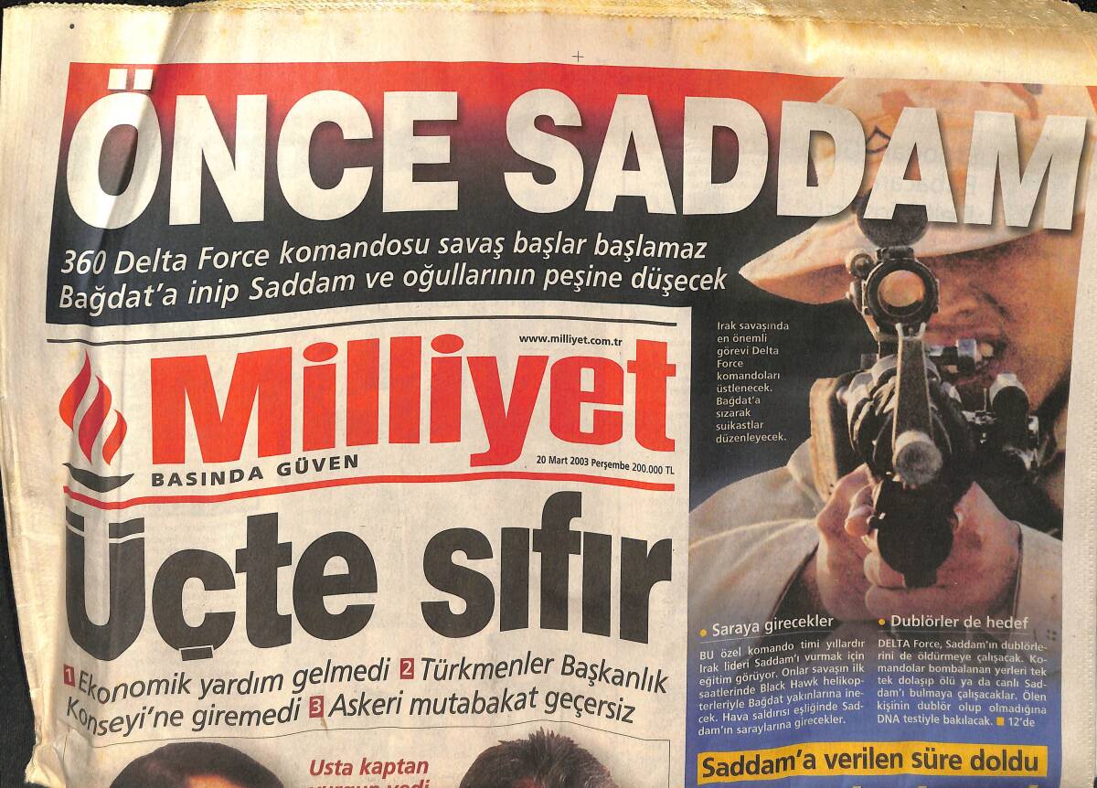 Milliyet Gazetesi 20 Mart 2003 - Bagaj Güvenliğinde THY Lider - Saddam'a Verilen Süre Doldu GZ157374 - 1