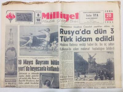 Milliyet Gazetesi 20 Mayıs 1955 - Rusyada 3 Türk İdam Edildi GZ53749 - 1