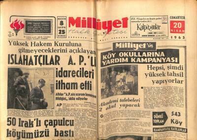 Milliyet Gazetesi 20 Nisan 1963 - 50 Iraklı Çapulcu Köyümüzü Bastı GZ59826 - 1